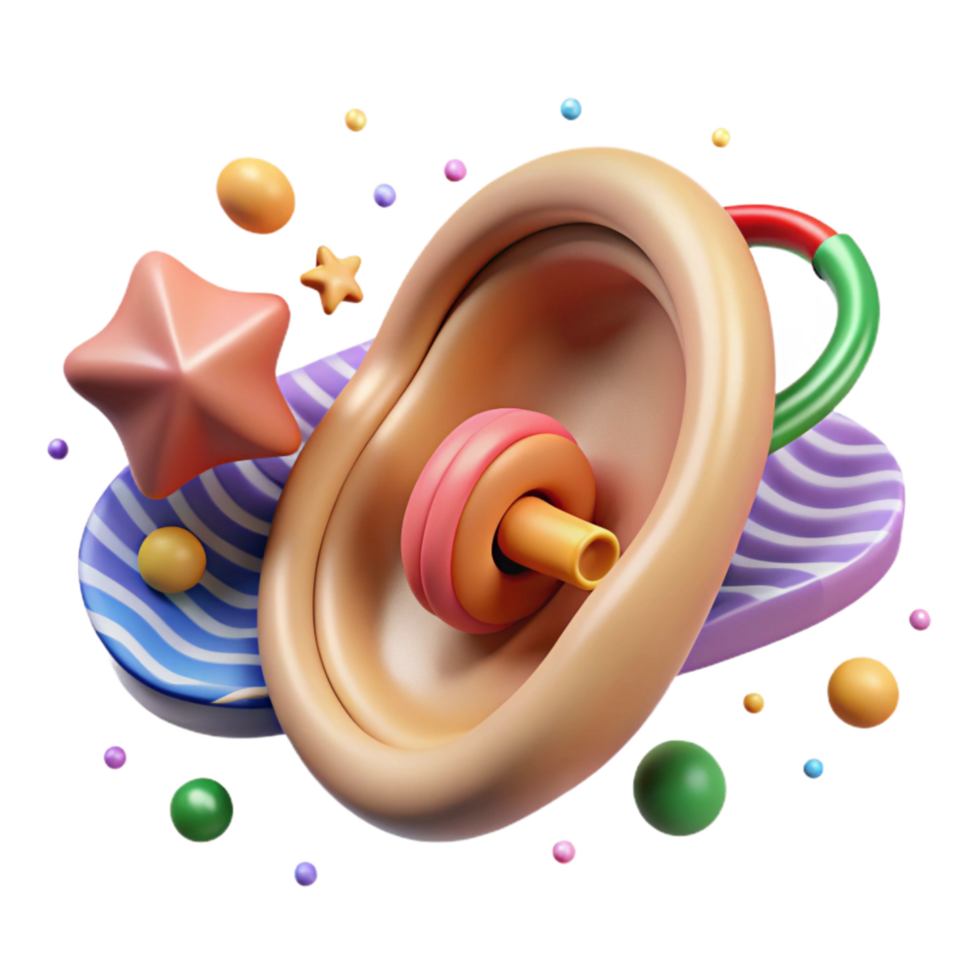 stunning minimalist Ear with Sound Waves Entering Cutout authentic png