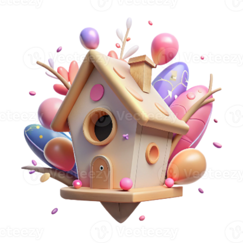 vibrant rustic Birdhouse in Orchard Transparent Background Soft Lighting detailed png