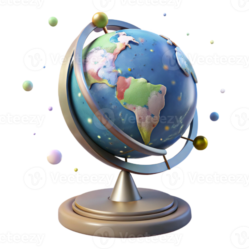 impressive rustic Globe on Metal Stand Isolated detailed png