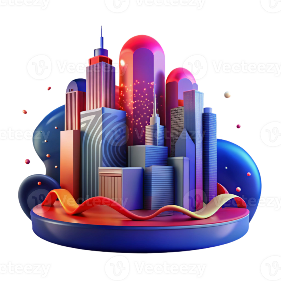 impressive artistic City Skyline at Night with Stars Cutout genuine png