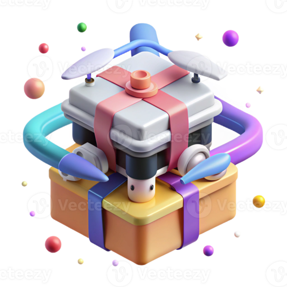 magnificent classic Drone Delivery System Isometric View Isolated genuine png