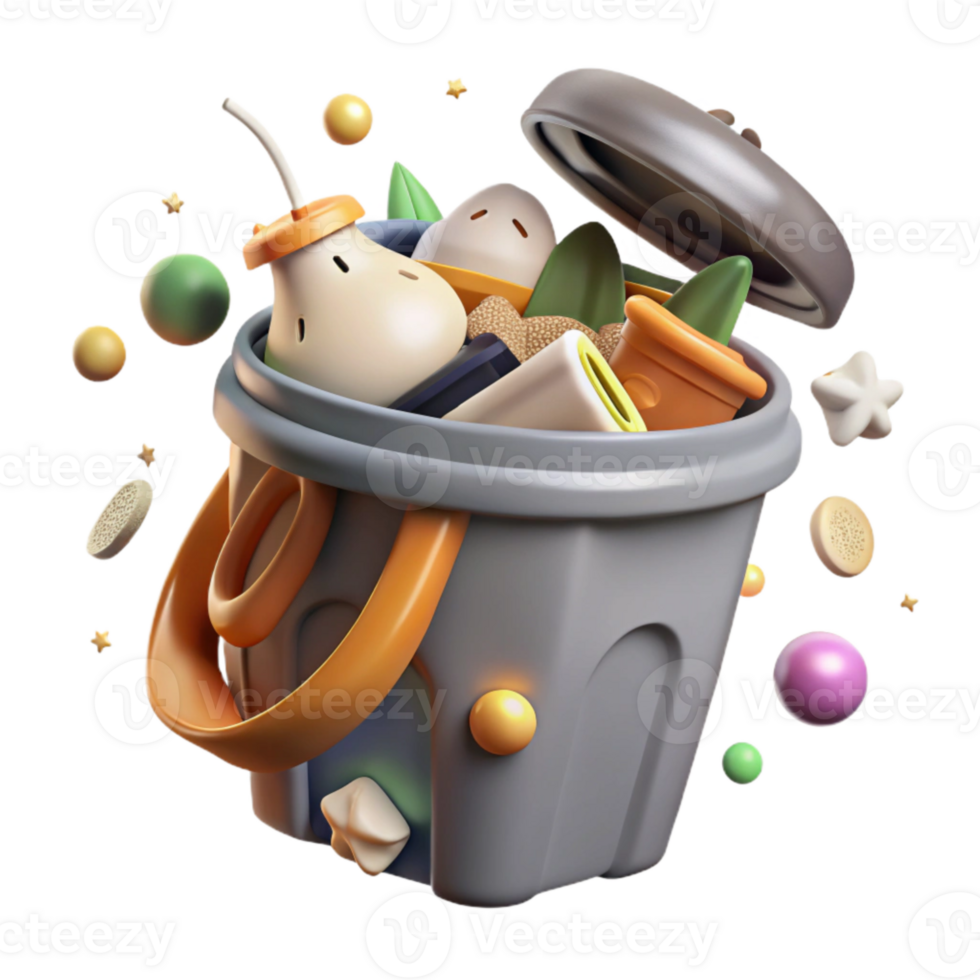 serene abstract Compost Bin with Food Scraps Isolated Cutout png