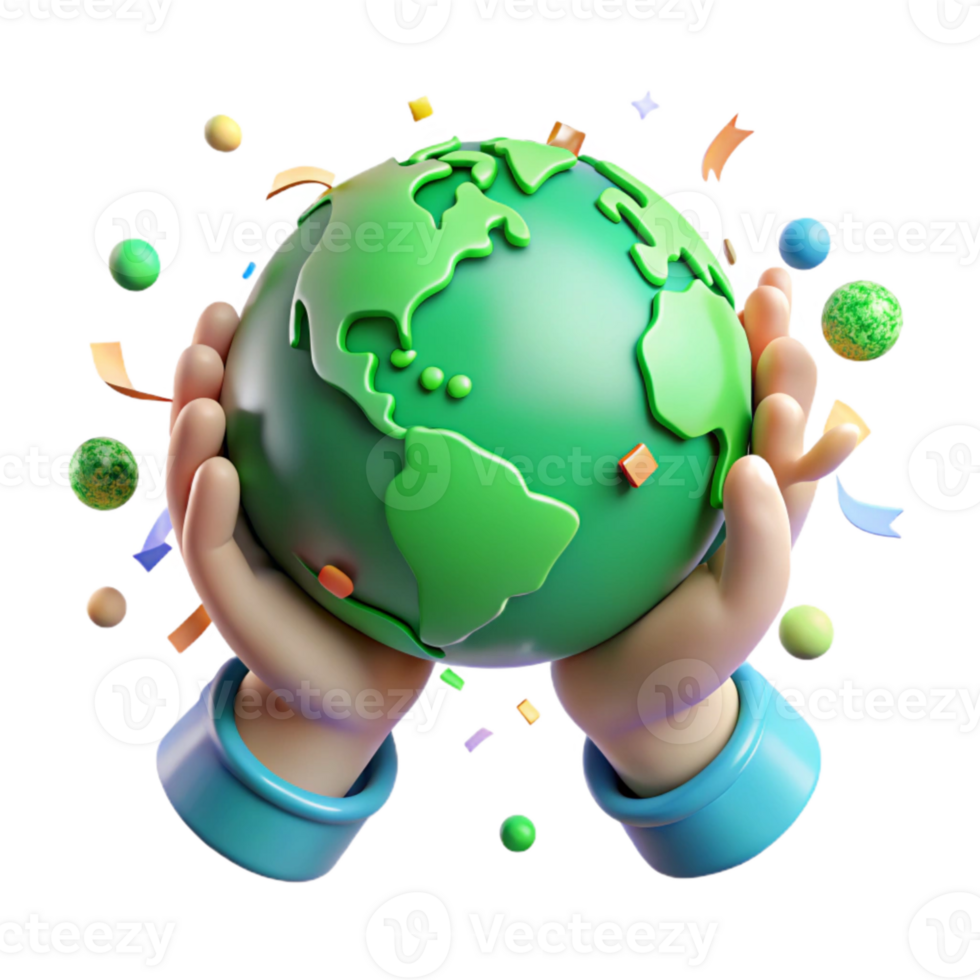 serene abstract Community Hands Holding Globe Bright Green Cutout png