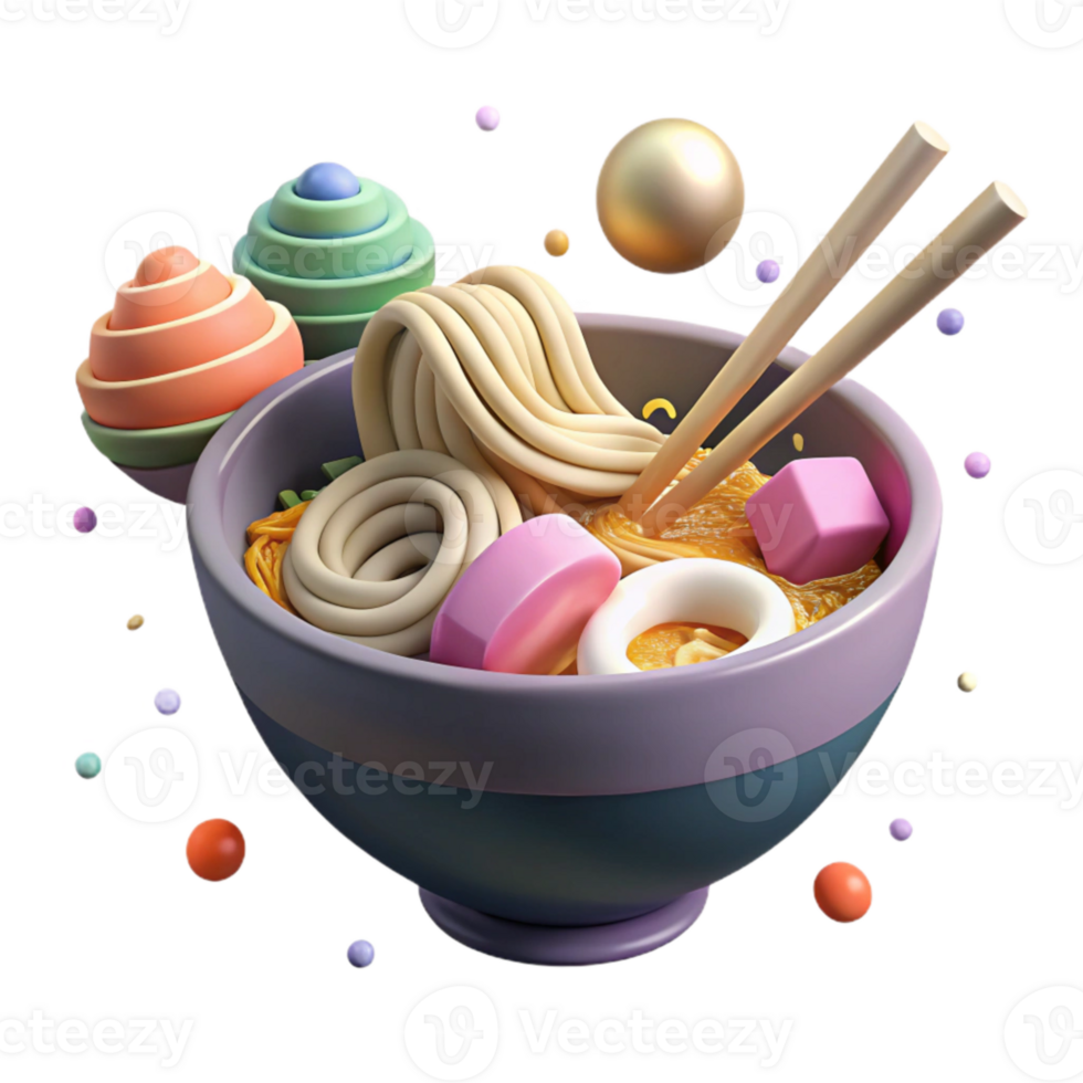 extraordinary modern Bowl of Ramen Noodles with Chopsticks Isolated detailed png