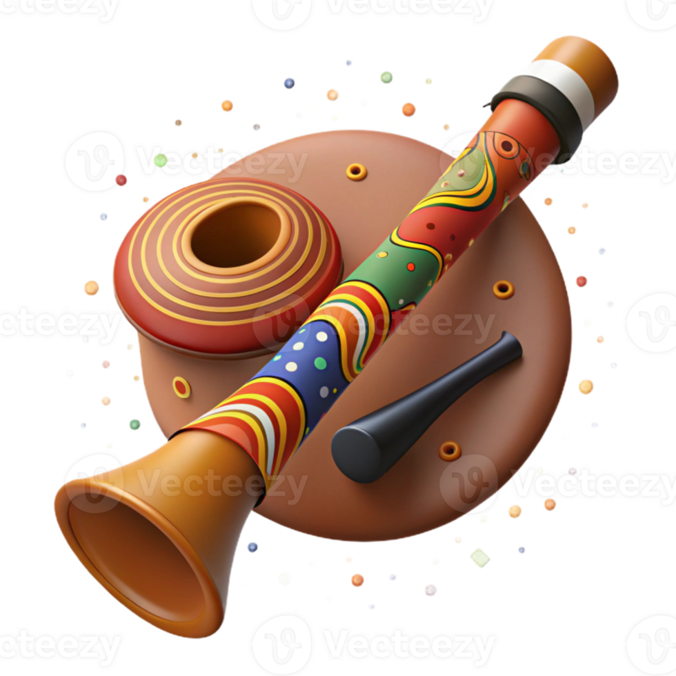 dramatic minimalist Didgeridoo with Aboriginal Art Isolated Element professional png