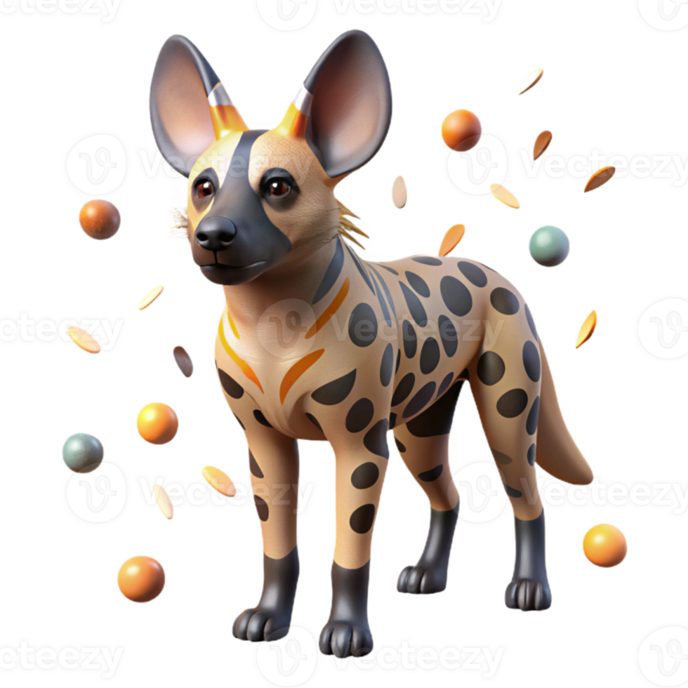 vibrant classic African Wild Dog Isolated on White Background professional png