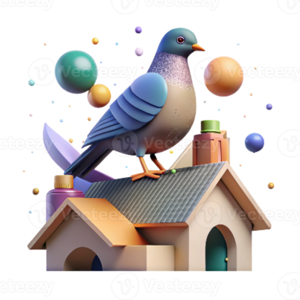 serene artistic Bird Perched on Rooftop Silhouette Transparent Cutout png