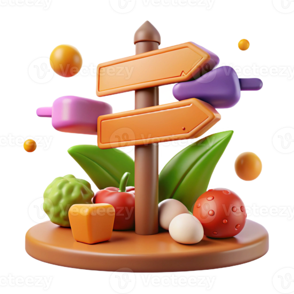 wonderful modern Farmers Market Signpost with Directional Arrows Cutout premium png