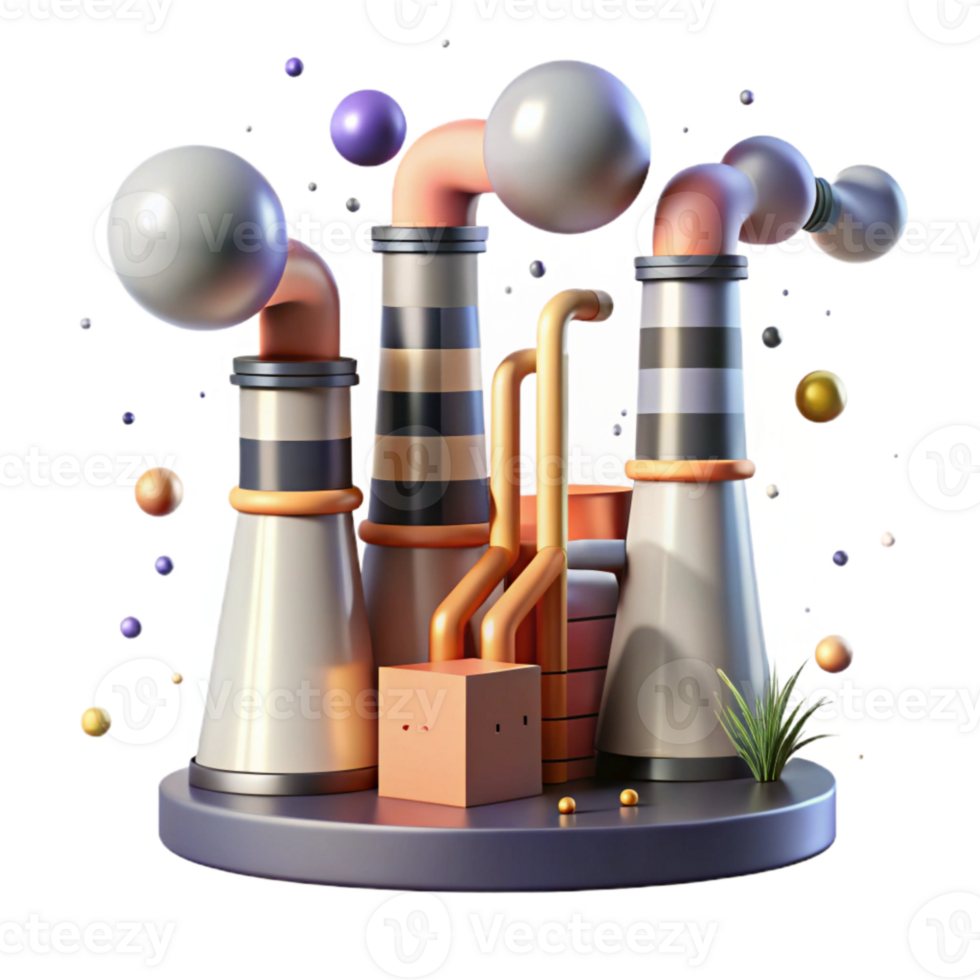 dramatic rustic Air Pollution Industrial Smokestacks Transparent Background genuine png