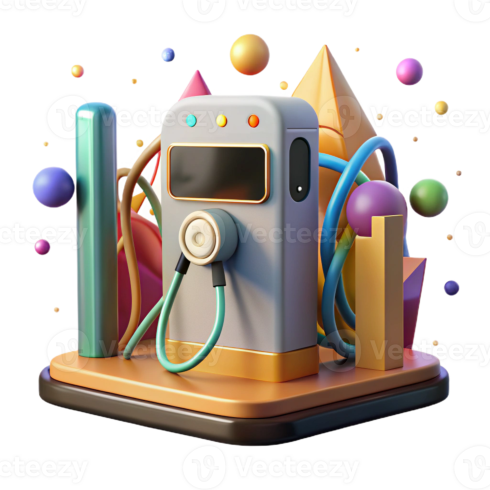 impressive abstract Electric Car Charging Station Isolated Element professional png