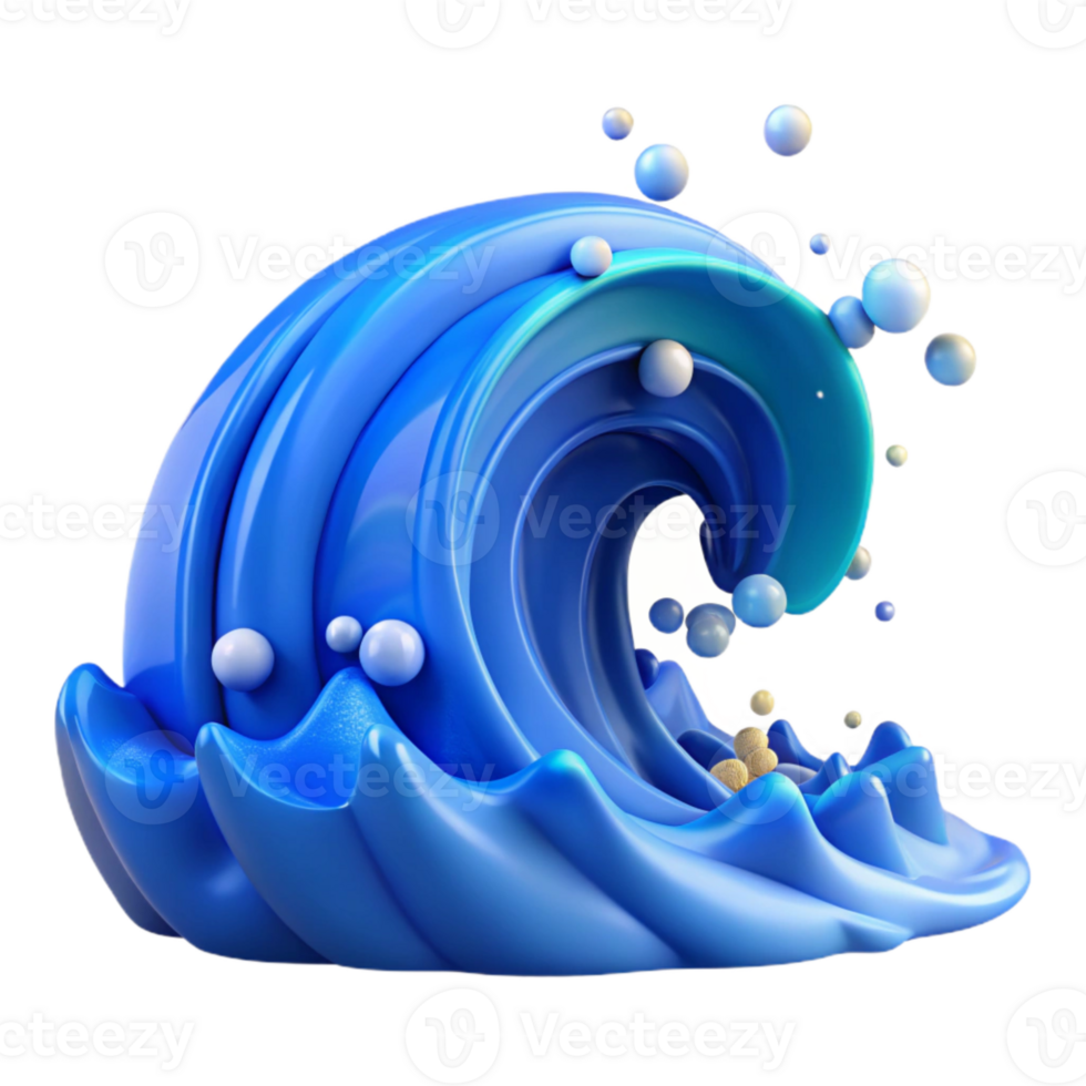 serene abstract Blue Ocean Wave Crashing Isolated Element exclusive png