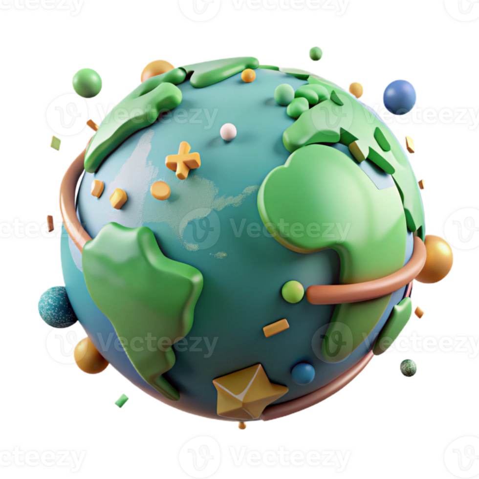 elegant minimalist Globe with Green Continents Isolated Cutout high resolution png