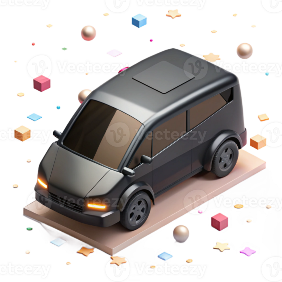 magnificent vintage Black Autonomous Vehicle Isometric Cutout high quality png