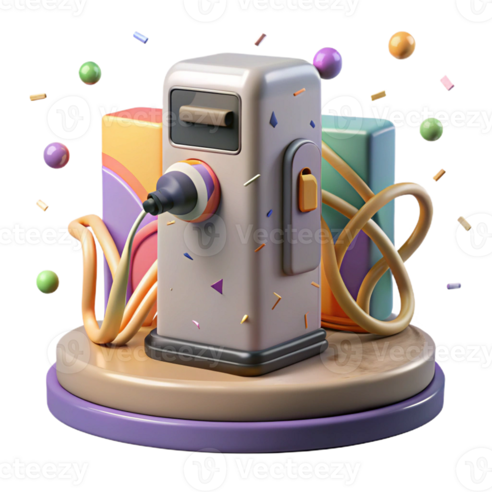 serene artistic Electric Car Charging Station Isolated Element premium png