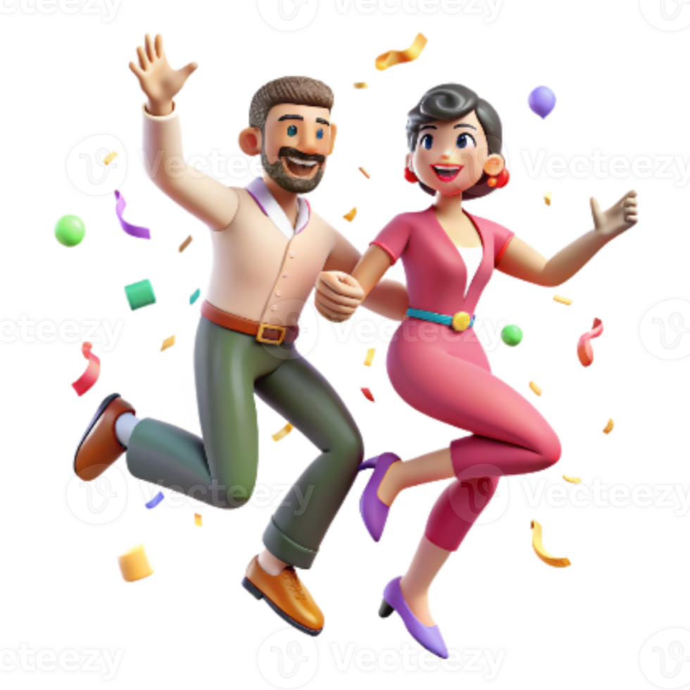 wonderful minimalist Dynamic Duo in Salsa Dance Isolated on White detailed png