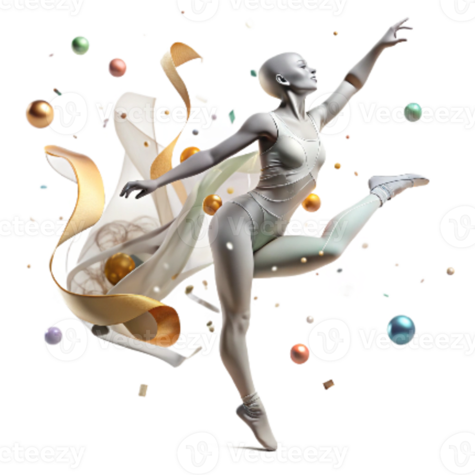 wonderful artistic Fluid Contemporary Dance Pose Isolated on White premium png