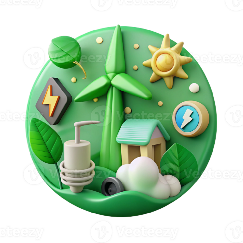 magnificent classic Clean Energy Symbols on Green Background Transparent Cutout high resolution png