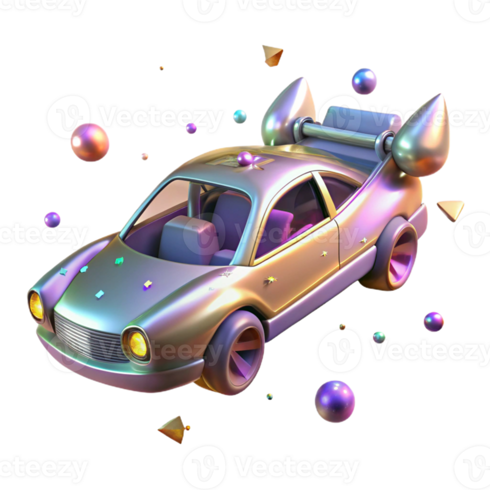 serene contemporary Futuristic Flying Car Side View Isolated on Transparent Background high quality png