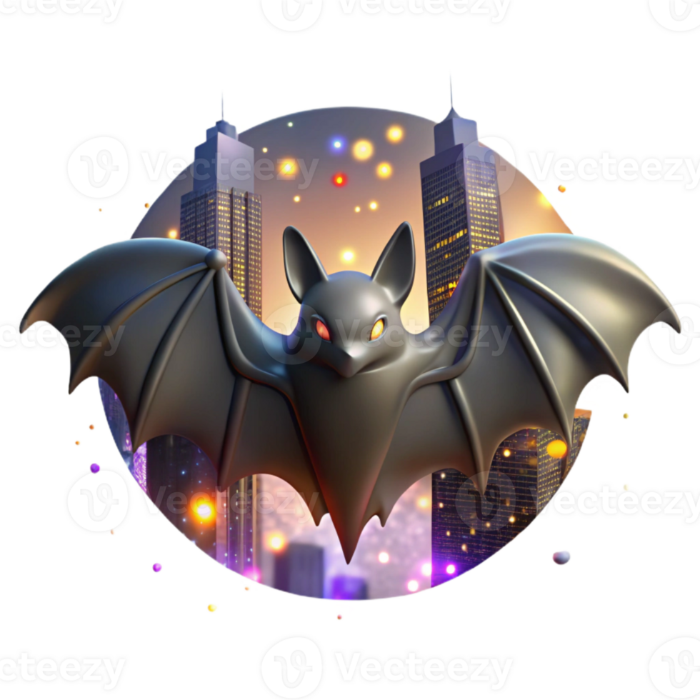 elegant abstract Bat Silhouette Against Bright City Lights Cutout original png