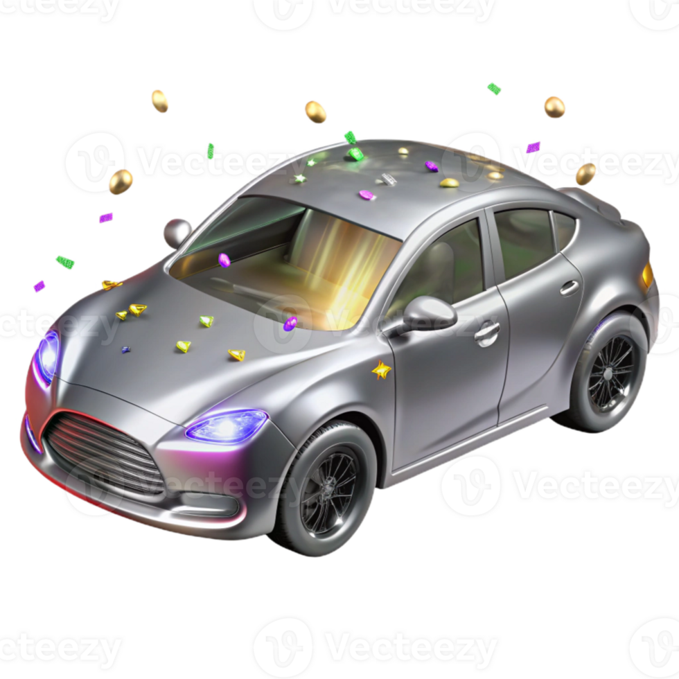 extraordinary vintage Electric Car Side View White Background Isolated exclusive png