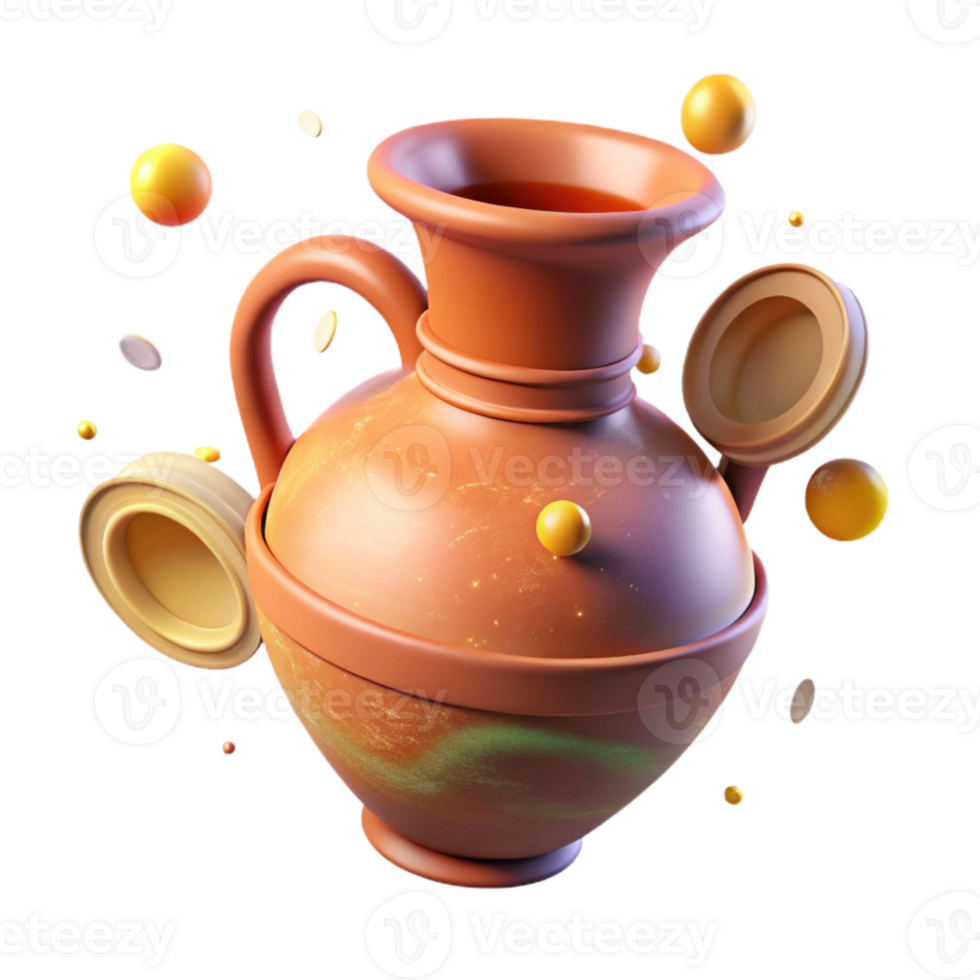 serene traditional Ancient Amphora Transparent Background with Clay Texture Isolated png