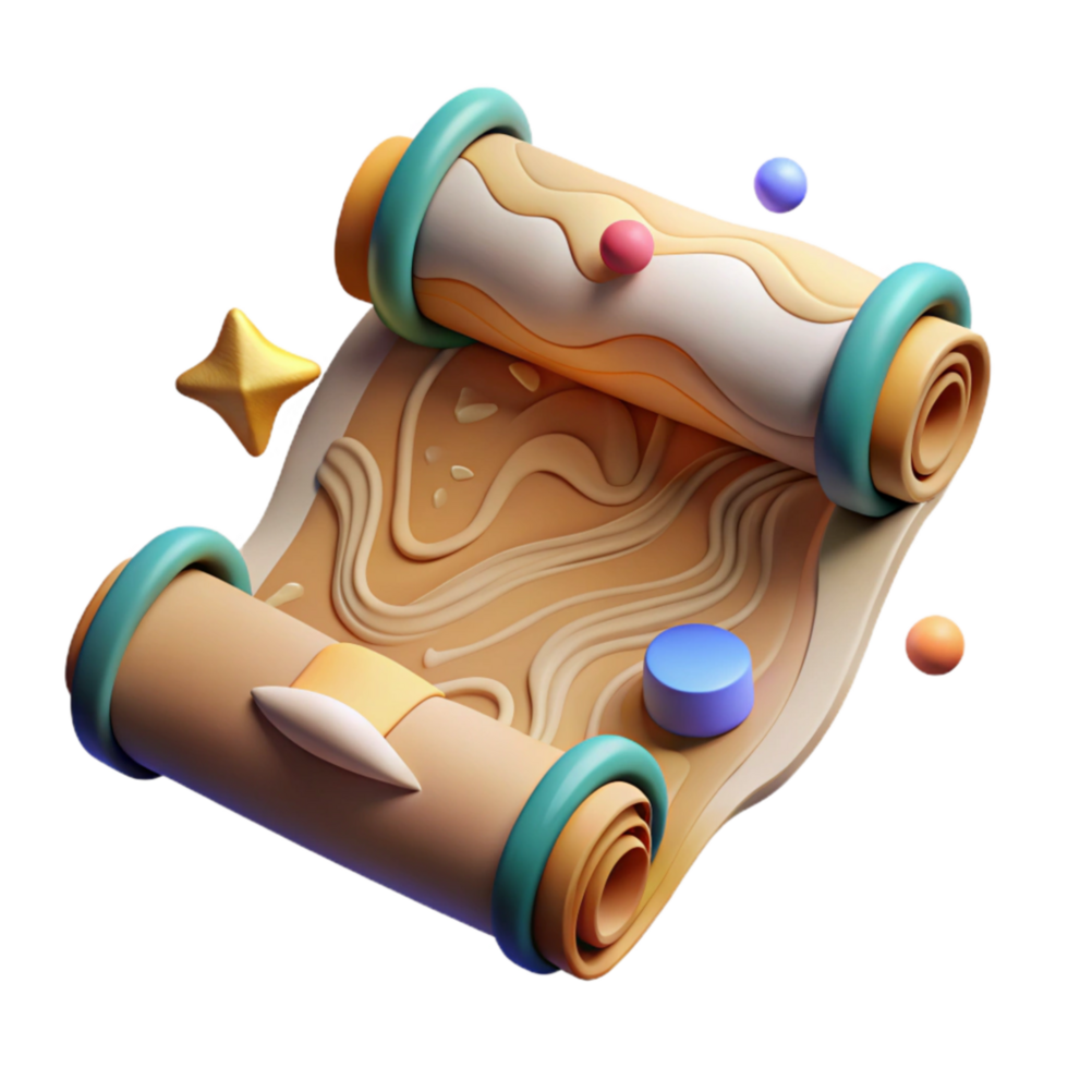 dramatic creative Ancient Map Scroll Isolated Cutout premium png