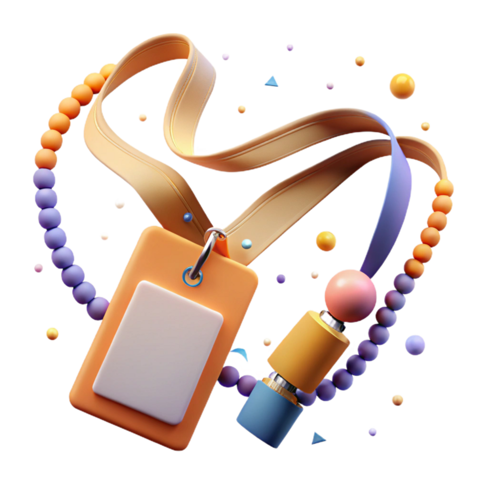 impressive abstract Beaded Lanyard with Id Holder Transparent Background high quality png