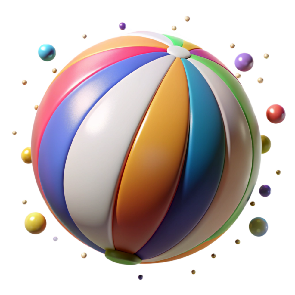 magnificent rustic Beach Ball Isolated Element Colorful Stripes detailed png