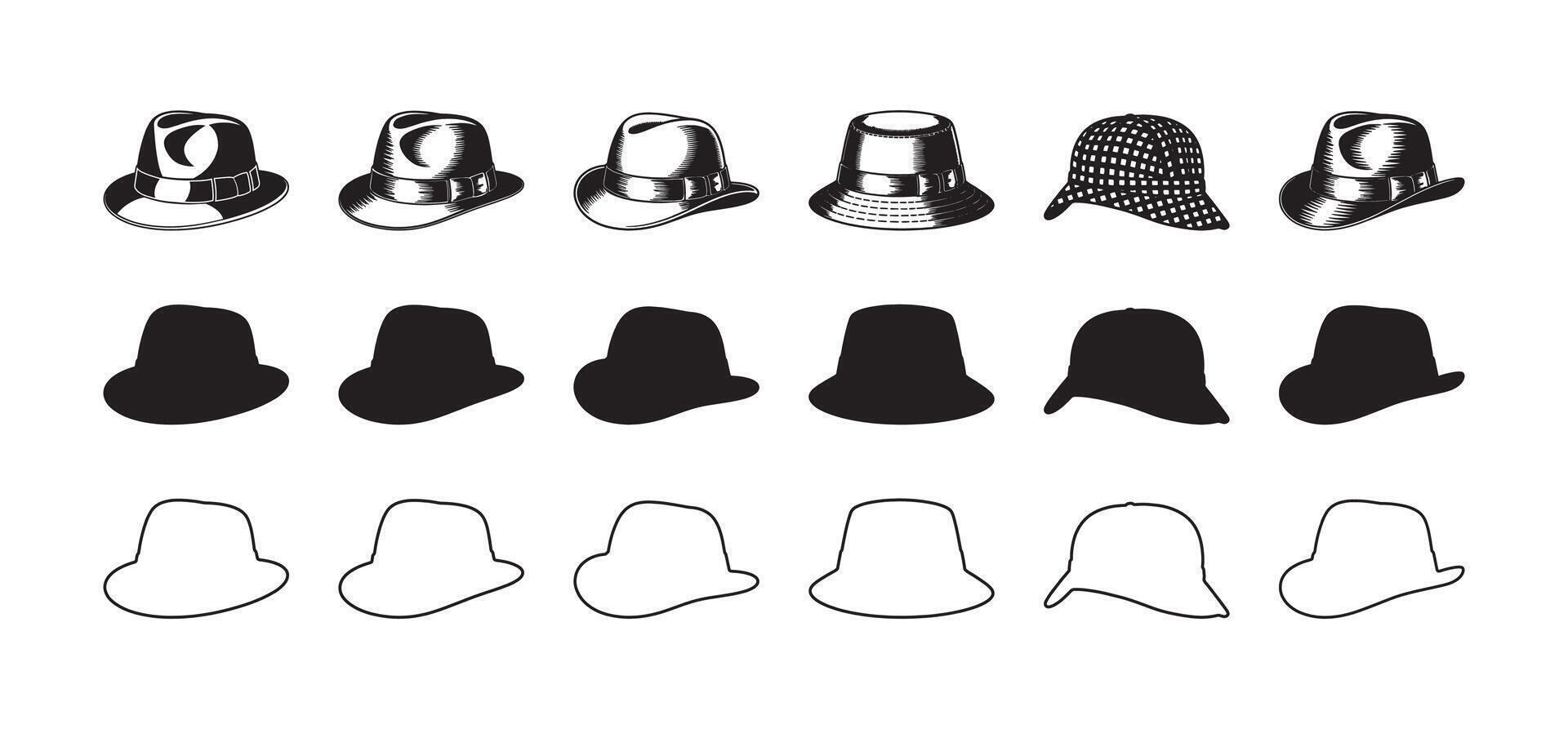 Fashionable Hat Icons Set for Design and Branding vector
