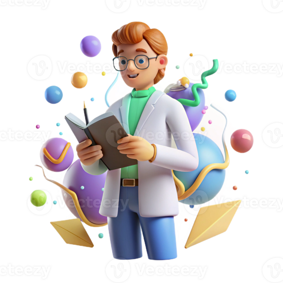 beautiful modern Citizen Scientist with Notebook and Pen Isolated high resolution png