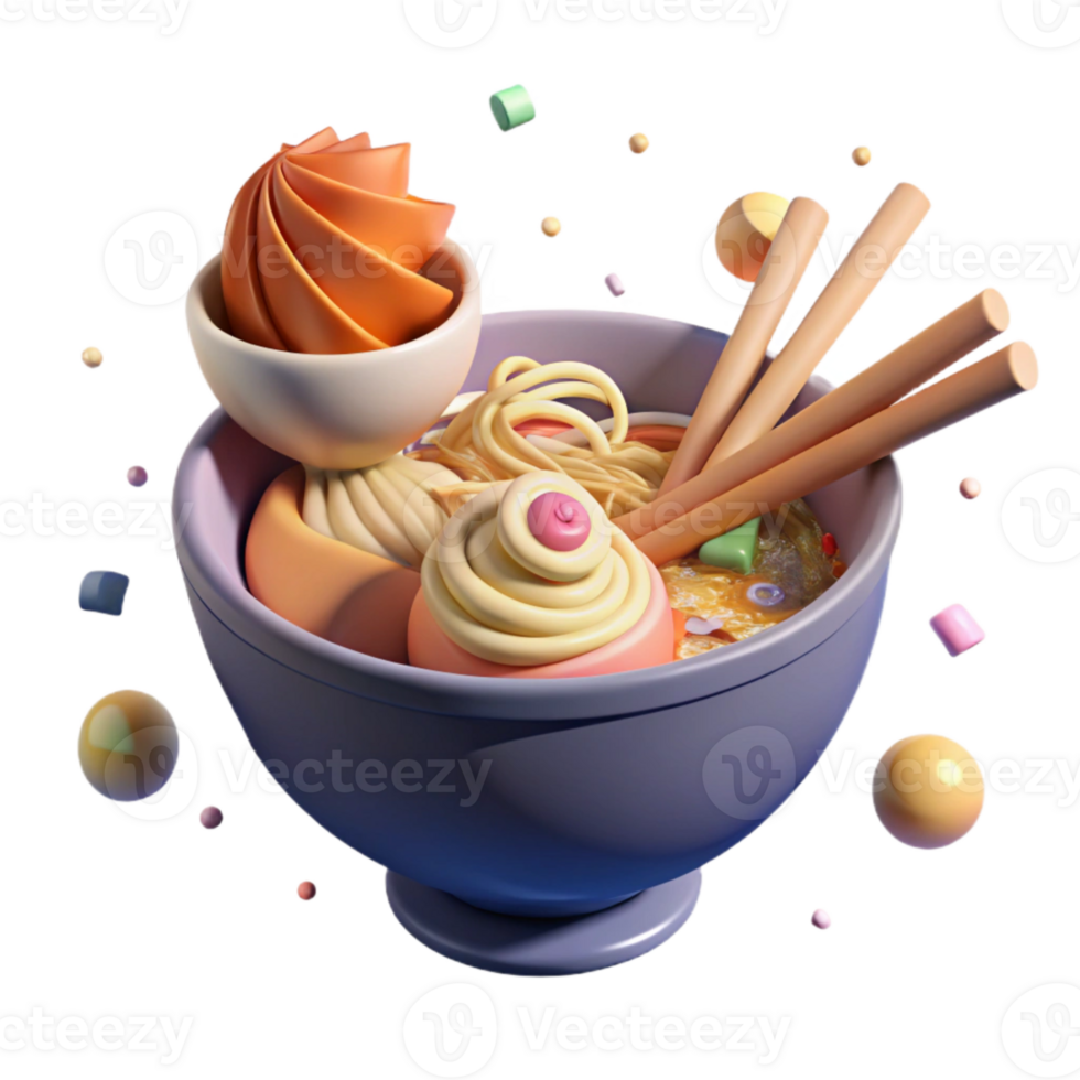 magnificent artistic Bowl of Ramen Noodles with Chopsticks Isolated authentic png