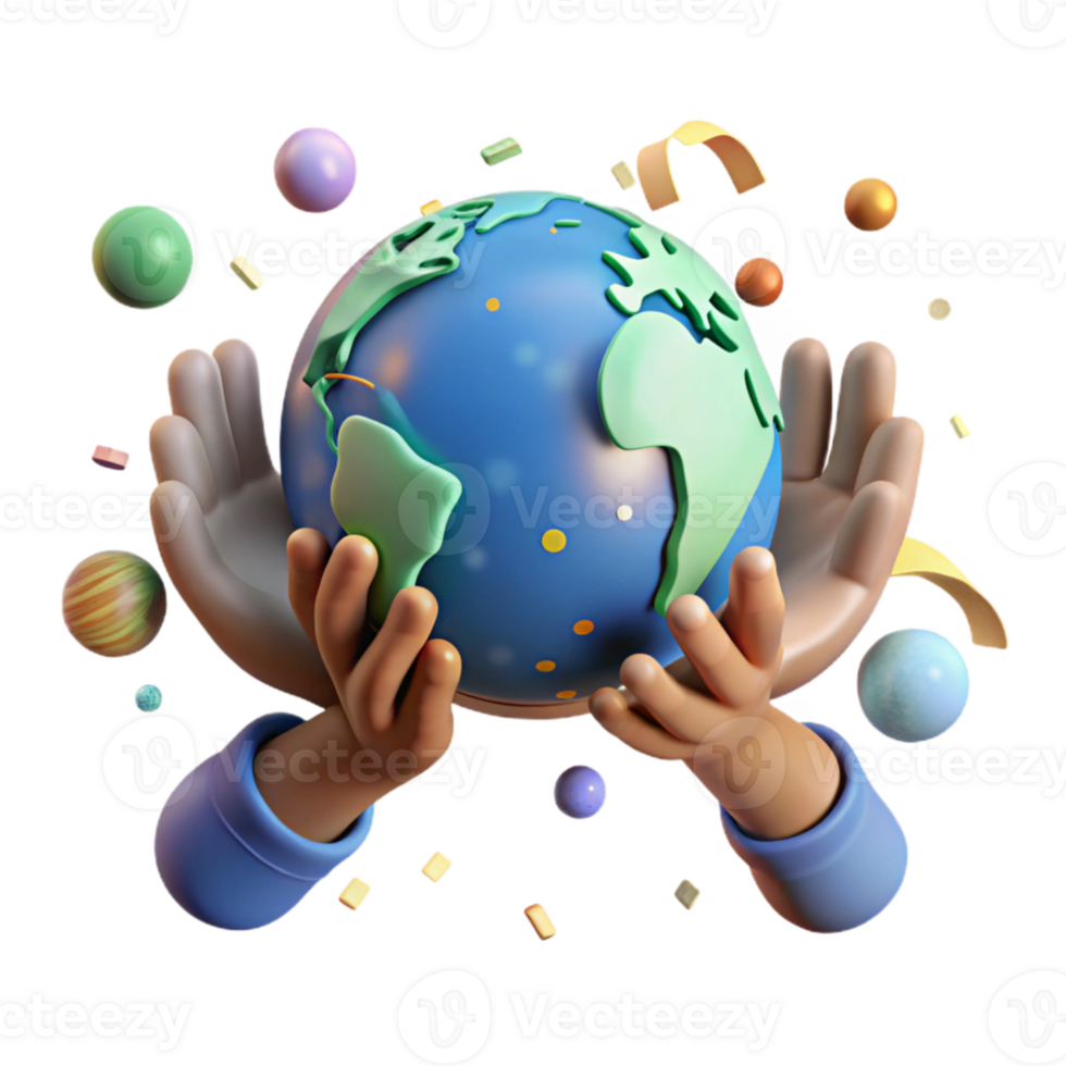 stunning modern Diverse Hands Holding Globe Isolated professional png