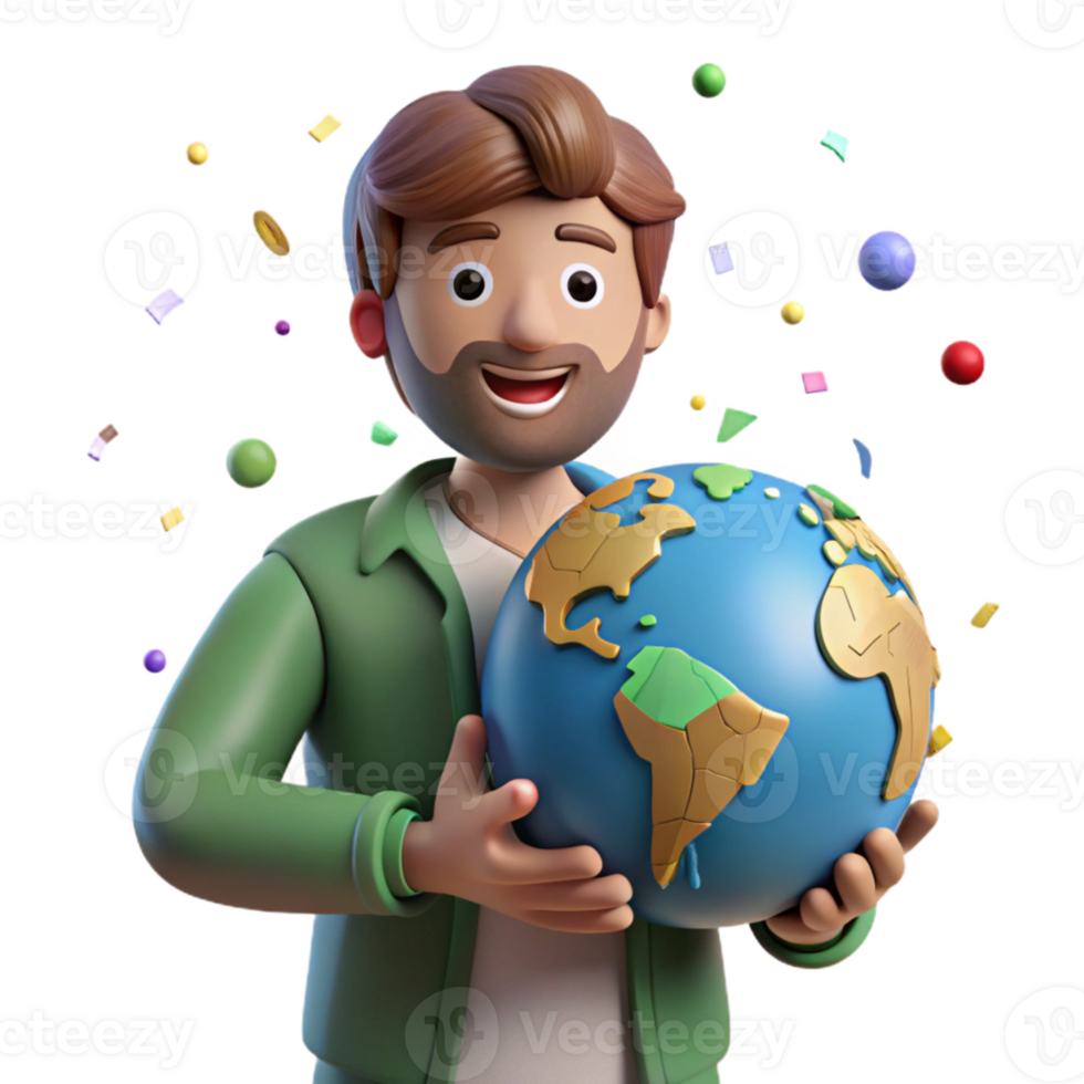 elegant artistic Conservationist Holding Globe Cutout high quality png
