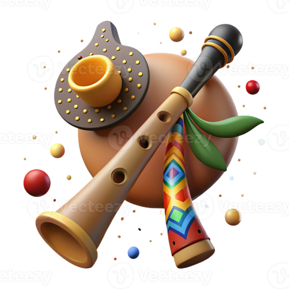 vibrant creative Didgeridoo Player Aboriginal Art Inspired Isolated Element png