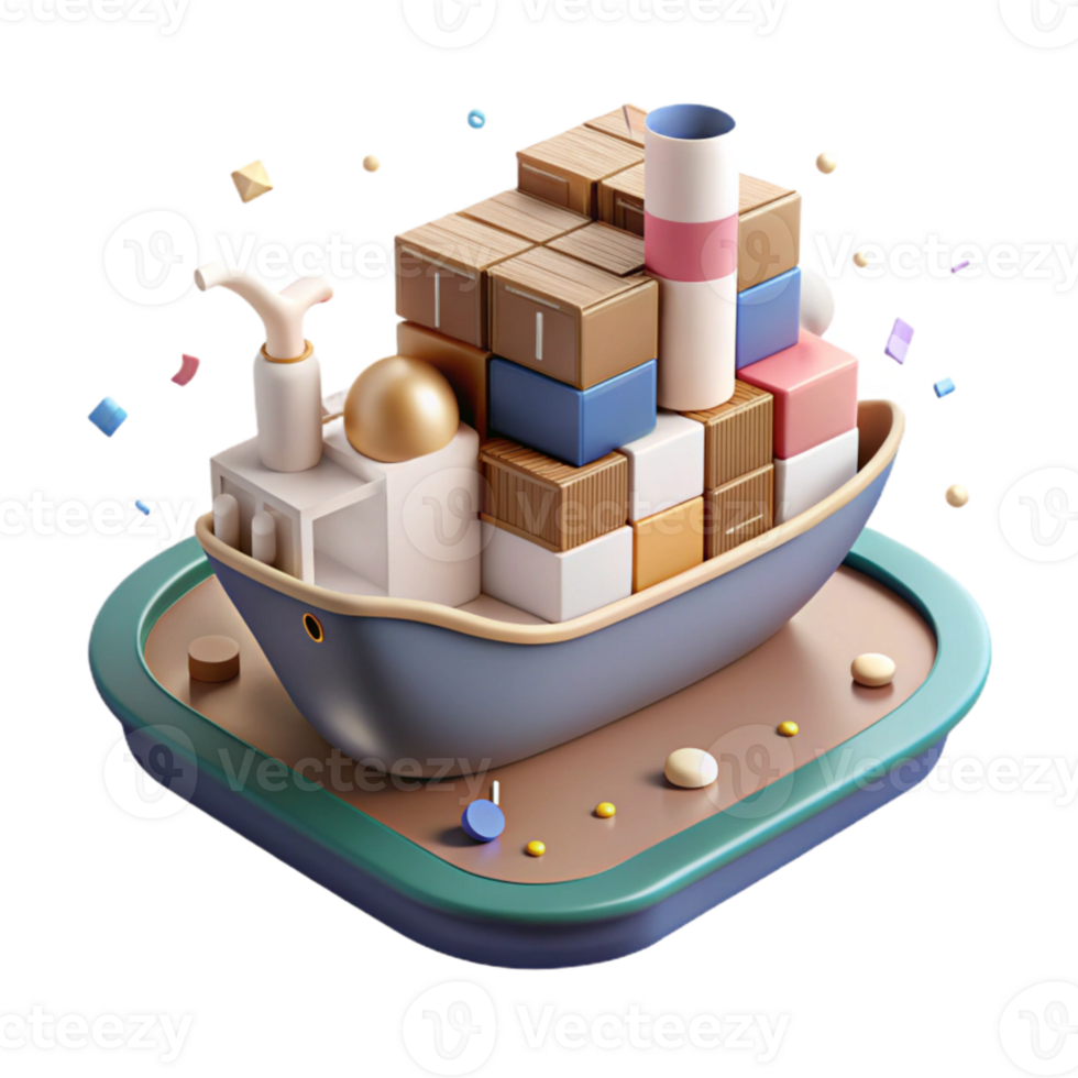 magnificent abstract Flat Design Icon of a Merchant Ship Transparent Background authentic png