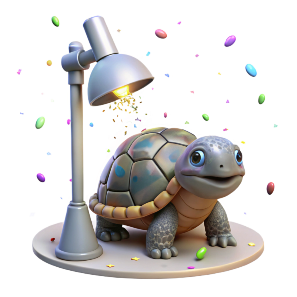 elegant contemporary Disoriented Turtle Hatchling Under Streetlight Isolated high resolution png