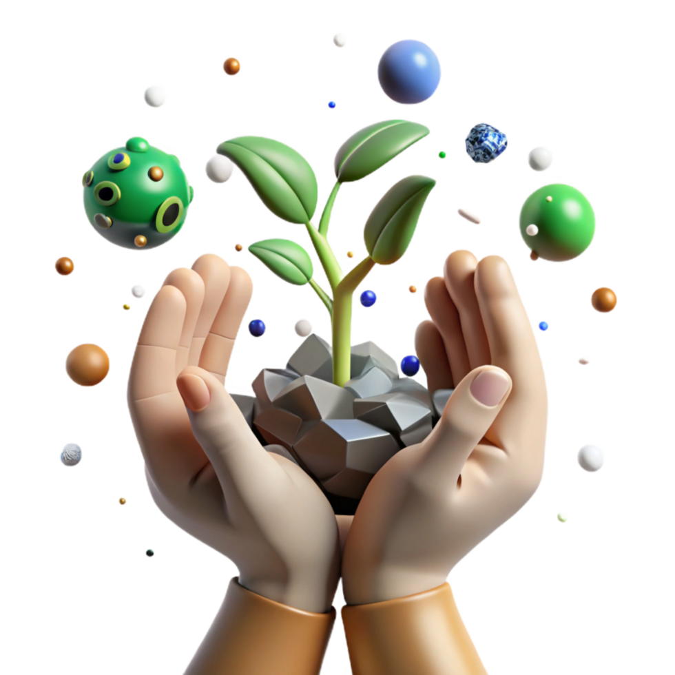 elegant rustic Close Up of Hands Holding Sapling Transparent Background genuine png