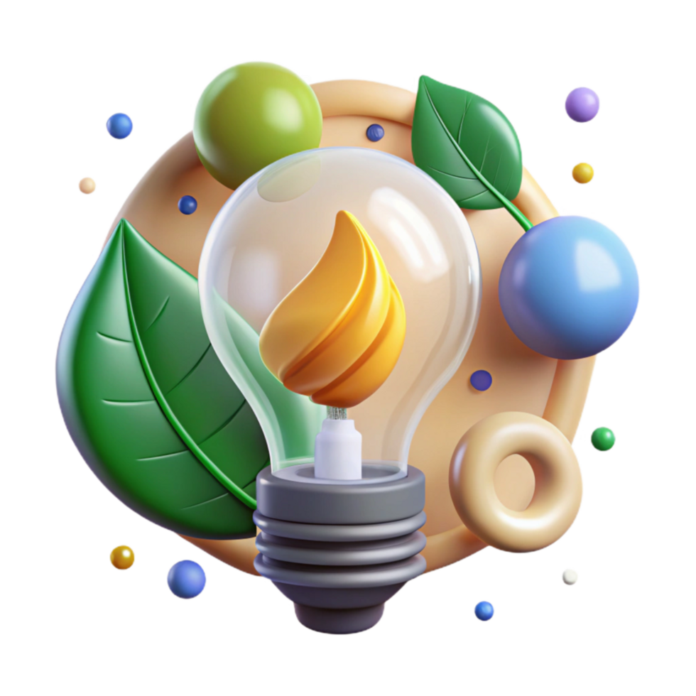 extraordinary modern Environmental Awareness Icon with Lightbulb and Leaf Isolated original png