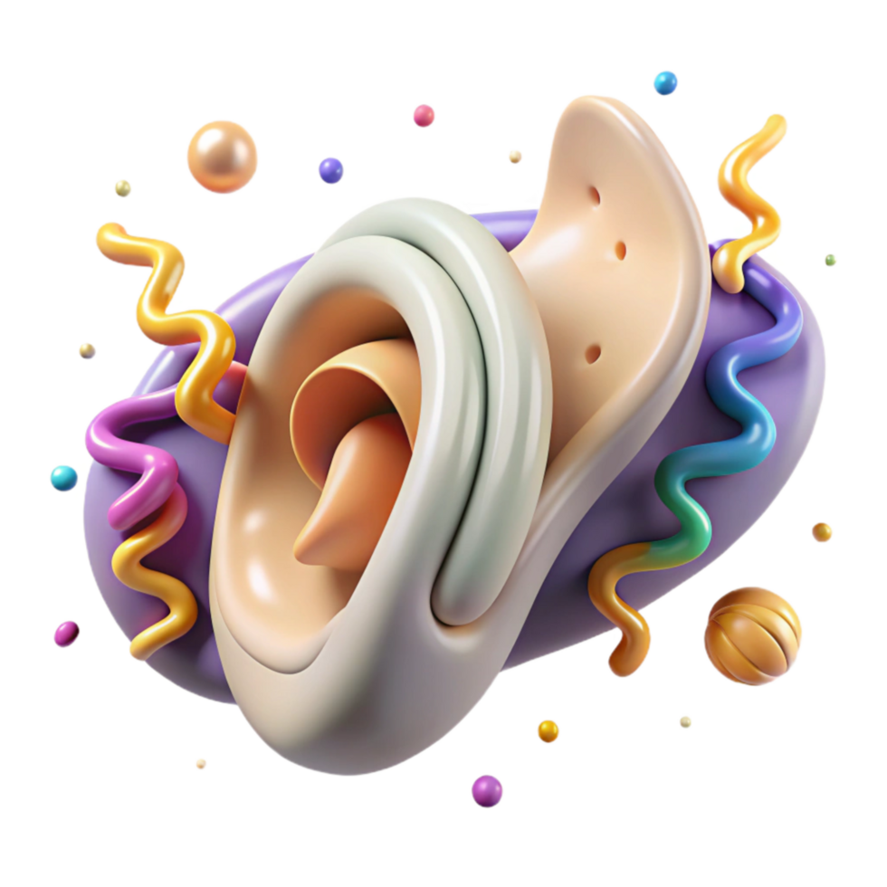 elegant artistic Ear with Sound Waves Entering Cutout detailed png