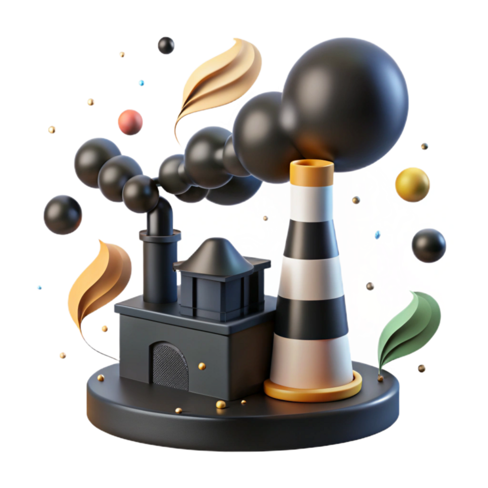 extraordinary vintage Factory Emitting Black Smoke Isolated Element authentic png
