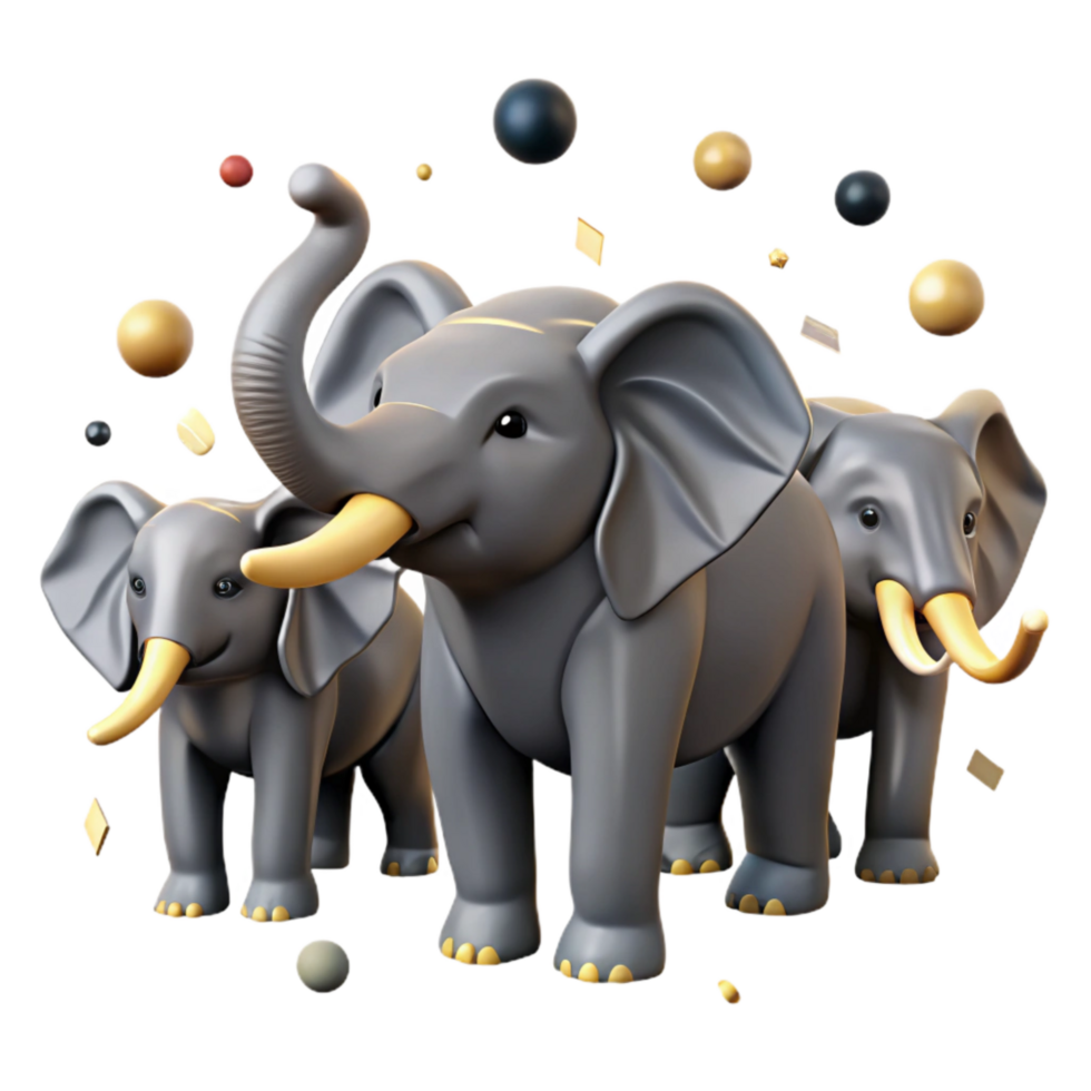stunning abstract African Elephant Herd Silhouette Isolated Grey Shapes exclusive png