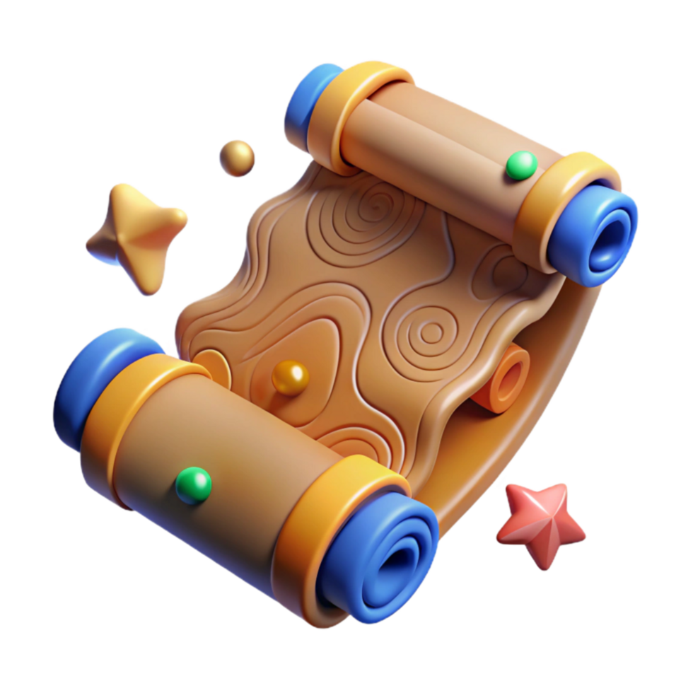 wonderful creative Ancient Map Scroll Isolated Cutout high resolution png