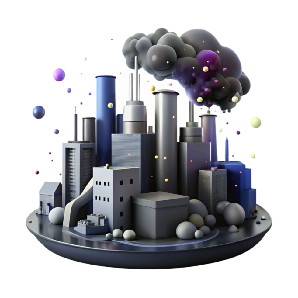 extraordinary artistic Air Pollution Cityscape Dark Style Transparent Background high resolution png