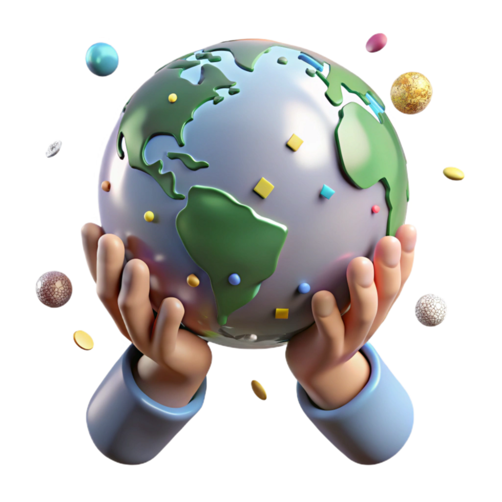 beautiful artistic Globe in Hands Soft Lighting Isolated high resolution png