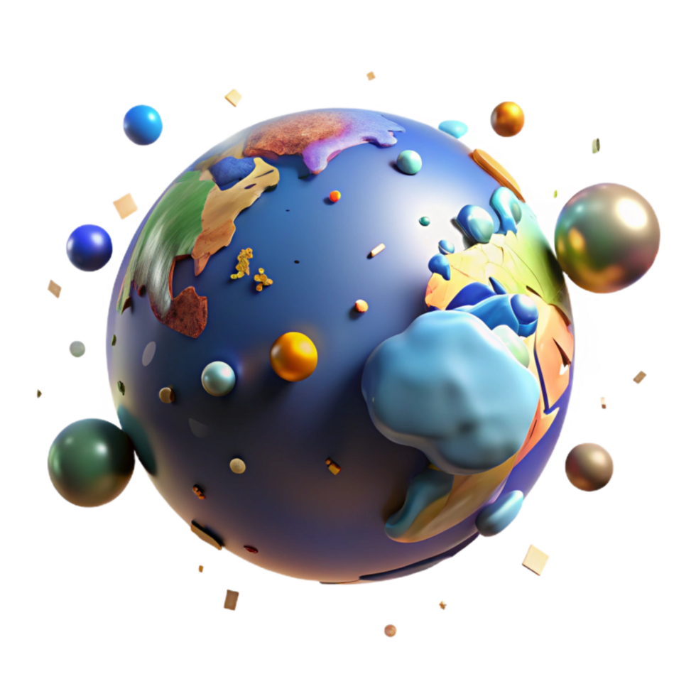 vibrant contemporary Globe Floating in Space Transparent Background high resolution png
