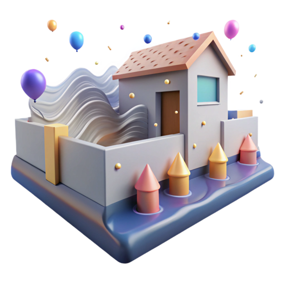 wonderful contemporary Flood Barrier Protecting Homes Angled View Cutout detailed png
