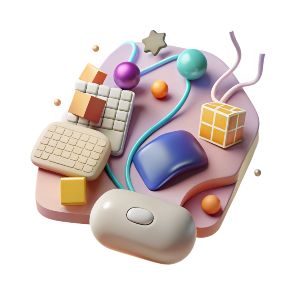 elegant modern Digital Skills Icon Computer Mouse and Keyboard Cutout premium png