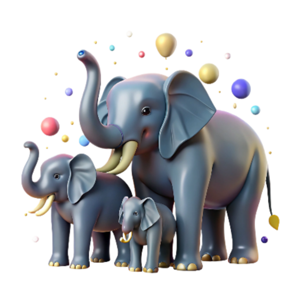 elegant modern Elephant Family Silhouette Cutout Side View Isolated professional png