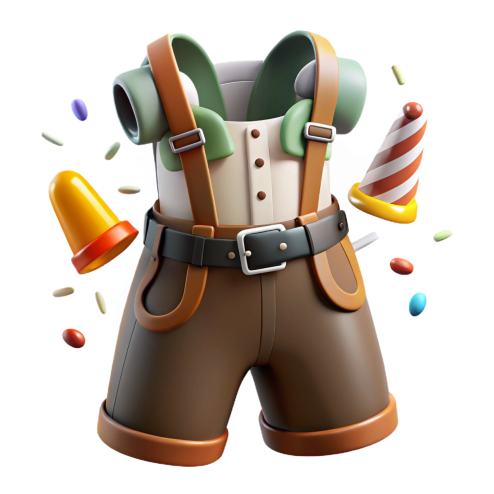 serene classic Austrian Lederhosen with Horn Buttons Transparent Background premium png