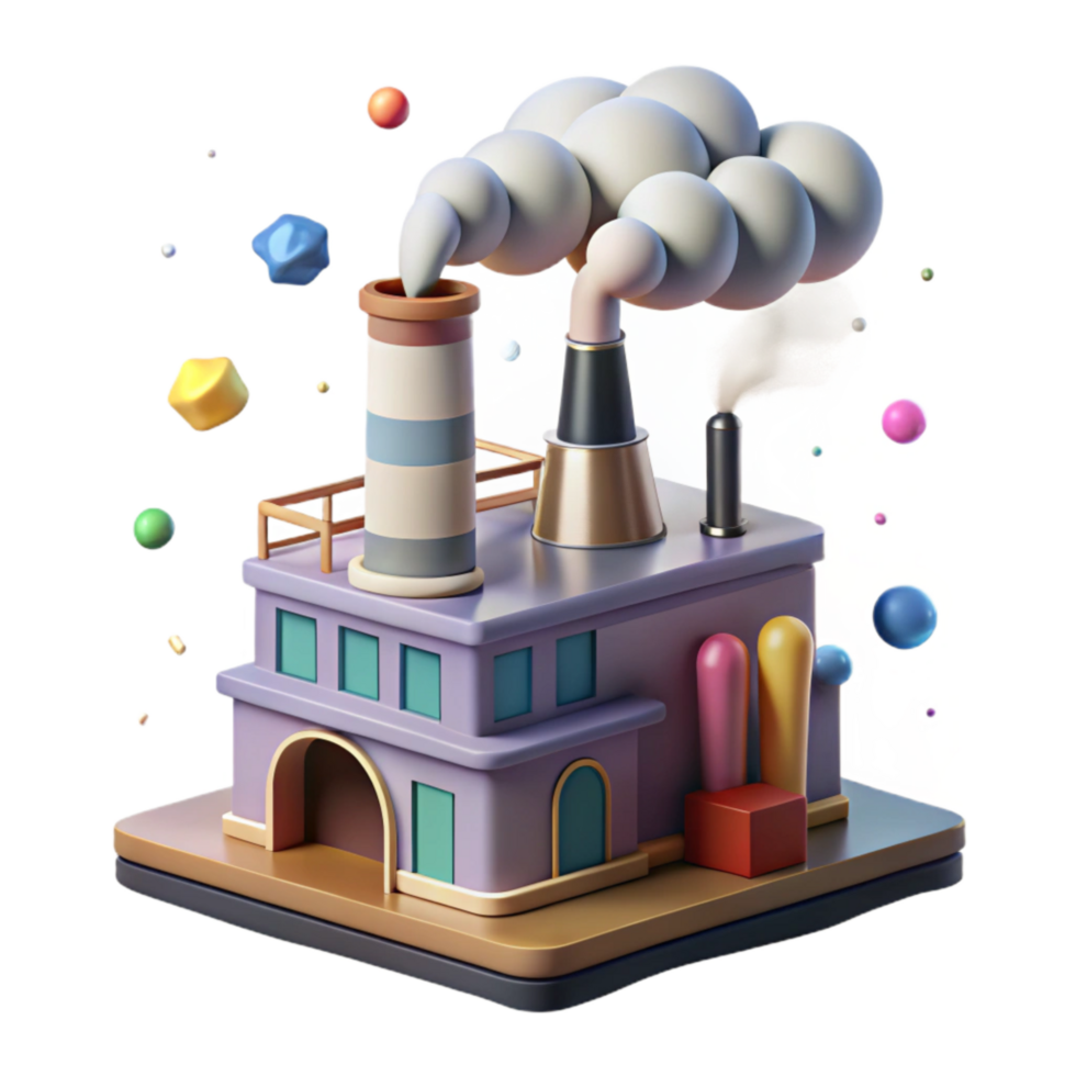 vibrant classic Factory Emitting Smoke Isolated on Transparent Background high quality png